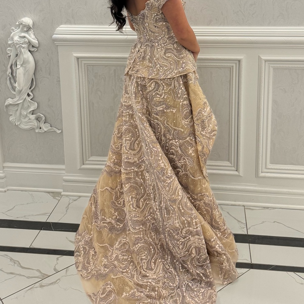 Stunning Beige Backless Evening Dress